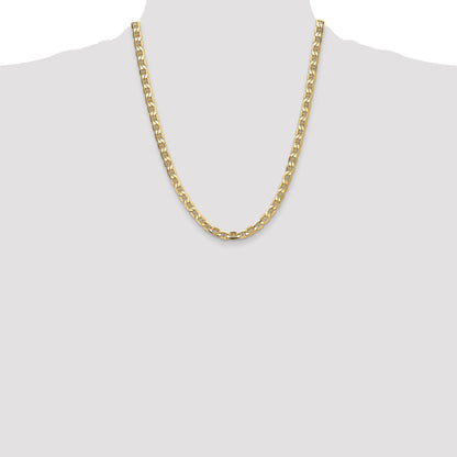 22 Inch 14K Yellow Gold 6.25mm Semi-Solid Anchor Chain Necklace