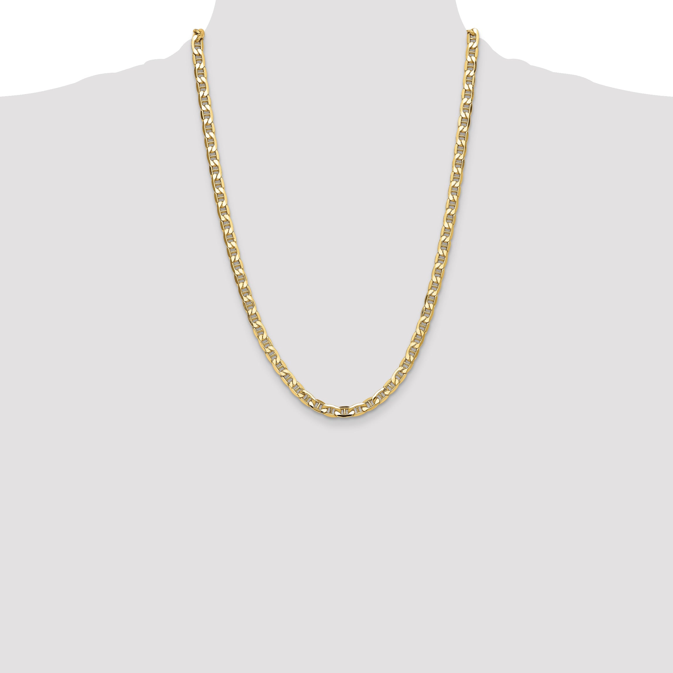 24 Inch 14K Yellow Gold 6.25mm Semi-Solid Anchor Chain Necklace
