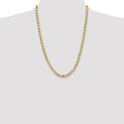24 Inch 14K Yellow Gold 6.25mm Semi-Solid Anchor Chain Necklace
