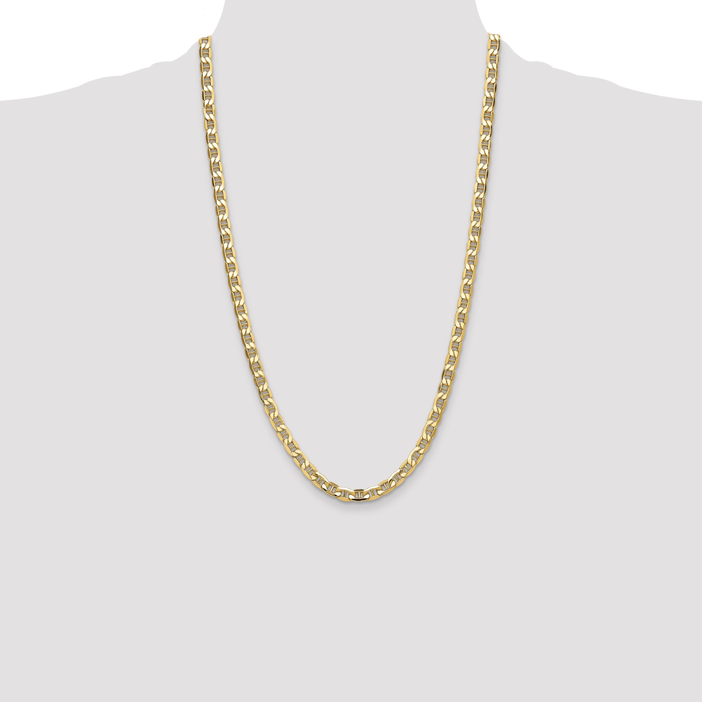 26 Inch 14K Yellow Gold 6.25mm Semi-Solid Anchor Chain Necklace