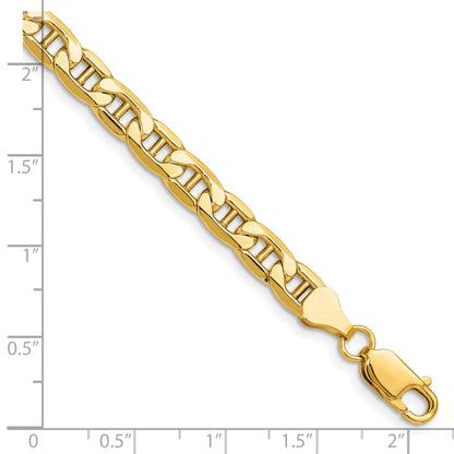 9 Inch 14K Yellow Gold 6.25mm Semi-Solid Anchor Chain Bracelet