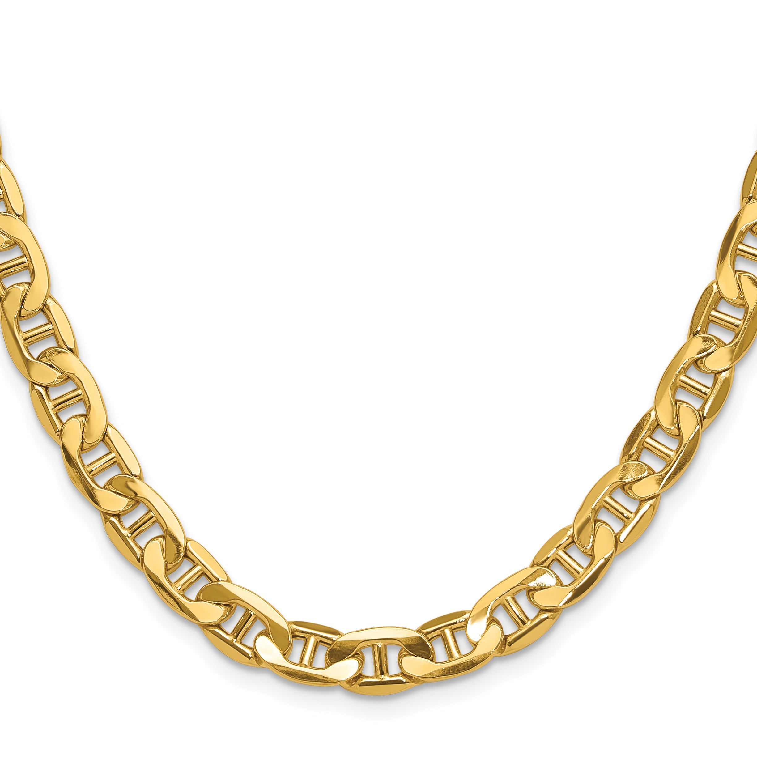 18 Inch 14K Yellow Gold 7.0mm Semi-Solid Anchor Chain Necklace