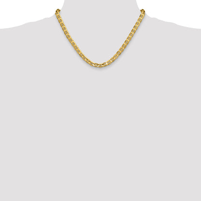 18 Inch 14K Yellow Gold 7.0mm Semi-Solid Anchor Chain Necklace