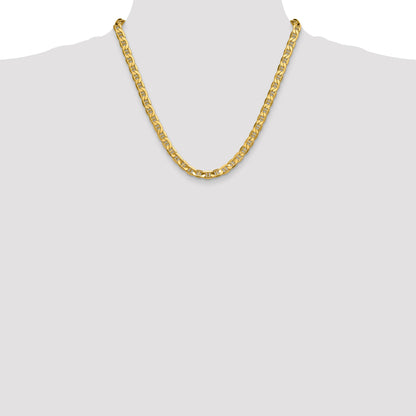 2 Inch 14K Yellow Gold 7.0mm Semi-Solid Anchor Chain Necklace