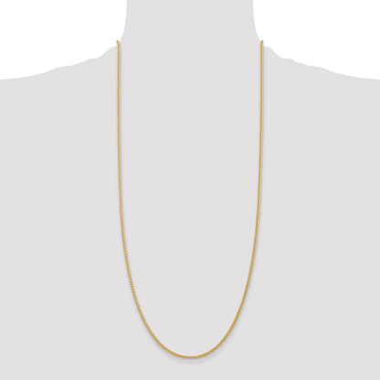 14K Yellow Gold 30 Inch 2mm Semi-Solid Wheat With Lobster Clasp Chain Necklace