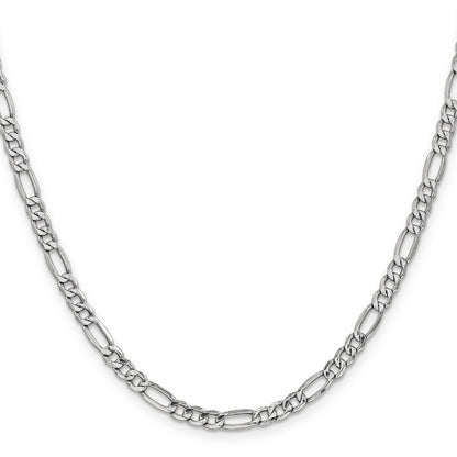 14K White Gold 18 Inch 4.4mm Semi-Solid Figaro With Lobster Clasp Chain Necklace