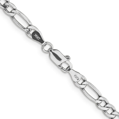 14K White Gold 26 Inch 4.4mm Semi-Solid Figaro With Lobster Clasp Chain Necklace