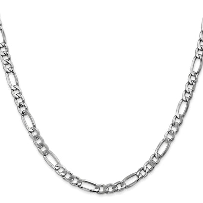 14K White Gold 24 Inch 5.75mm Semi-Solid Figaro With Lobster Clasp Chain Necklace