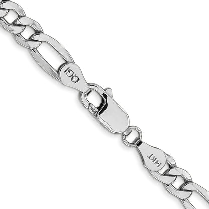 14K White Gold 26 Inch 5.75mm Semi-Solid Figaro With Lobster Clasp Chain Necklace