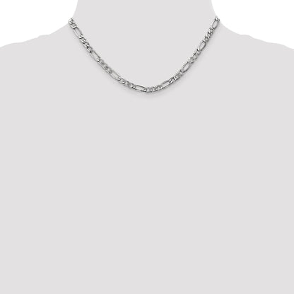 14K White Gold 16 Inch 5.75mm Semi-Solid Figaro With Lobster Clasp Chain Necklace
