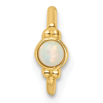 14K Yellow Gold 18 Gauge Created Opal Cartilage Ring