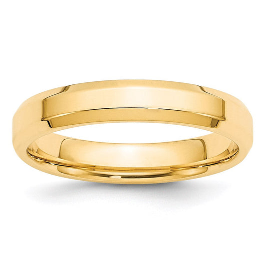 18k Yellow Gold 4mm Beveled Edge Comfort Fit Wedding Band Ring