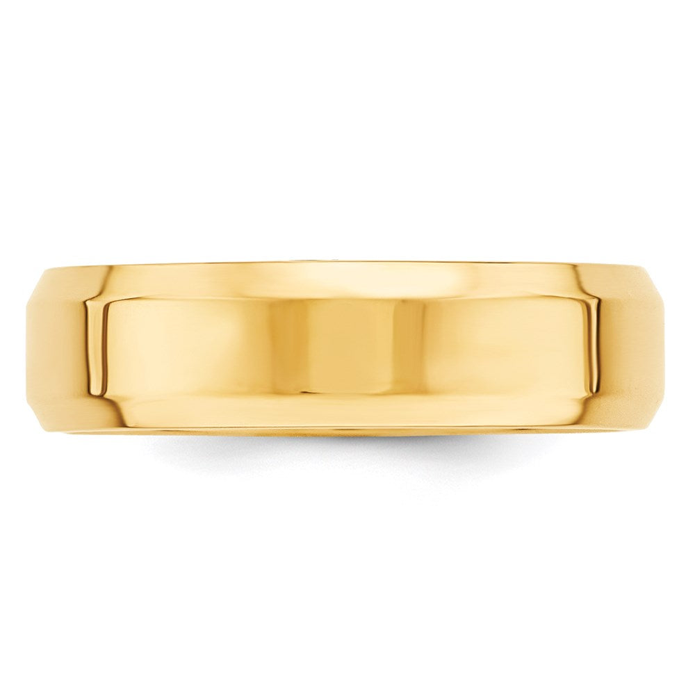18k Yellow Gold 6mm Beveled Edge Comfort Fit Wedding Band Ring