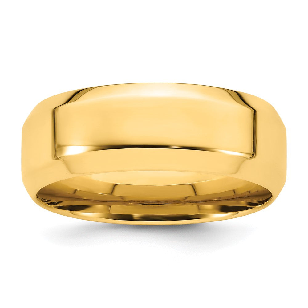 18k Yellow Gold 8mm Beveled Edge Comfort Fit Wedding Band Ring