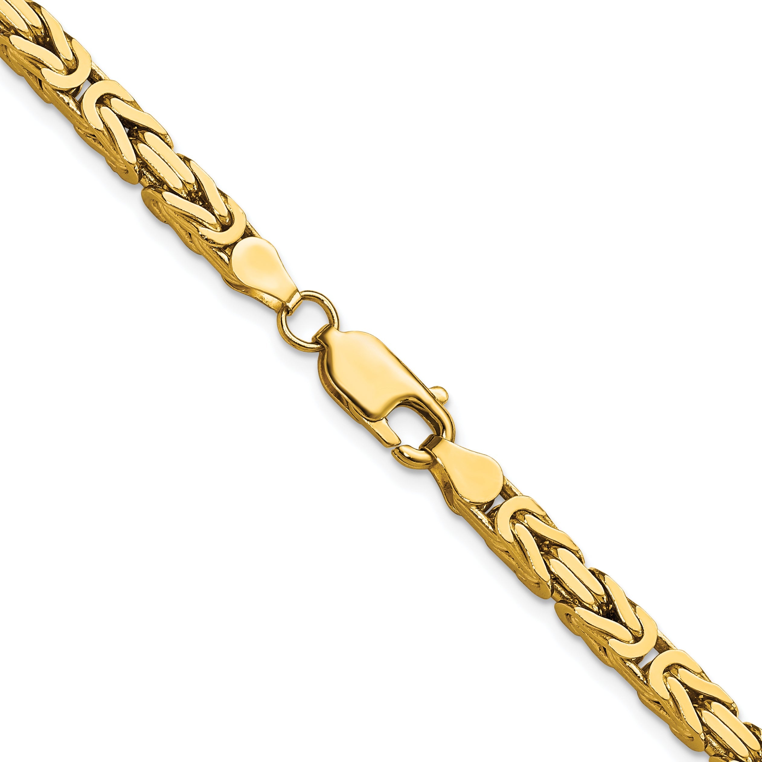 14K Yellow Gold 22 Inch 4mm Byzantine With Lobster Clasp Chain Necklace