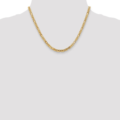 14K Yellow Gold 18 Inch 4mm Byzantine With Lobster Clasp Chain Necklace