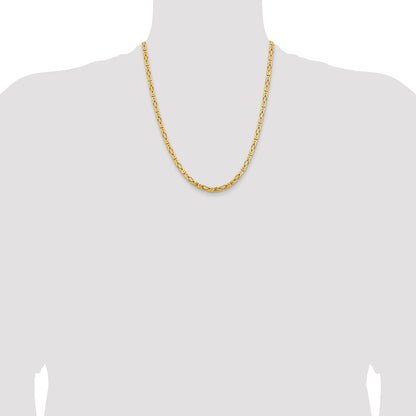 14K Yellow Gold 22 Inch 4mm Byzantine With Lobster Clasp Chain Necklace