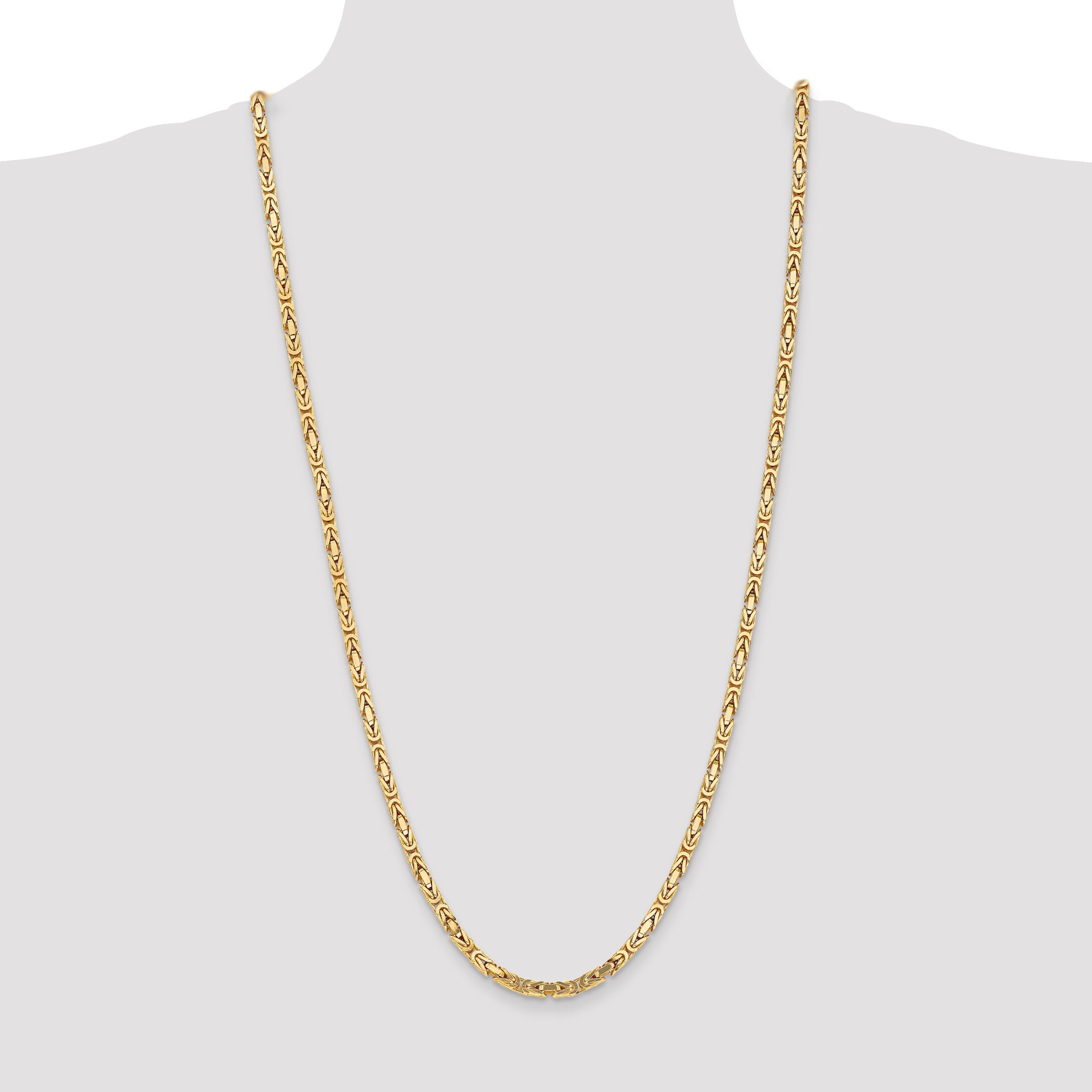 14K Yellow Gold 30 Inch 4mm Byzantine With Lobster Clasp Chain Necklace
