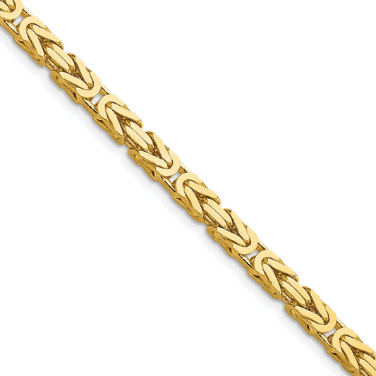 14K Yellow Gold 24 Inch 4mm Byzantine With Lobster Clasp Chain Necklace