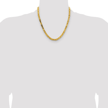 14K Yellow Gold 20 Inch 5.25mm Byzantine With Lobster Clasp Chain Necklace