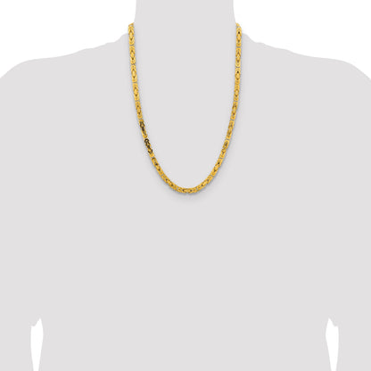 14K Yellow Gold 24 Inch 5.25mm Byzantine With Lobster Clasp Chain Necklace