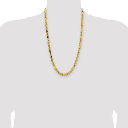 14K Yellow Gold 26 Inch 5.25mm Byzantine With Lobster Clasp Chain Necklace