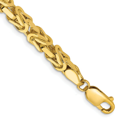 14K Yellow Gold 8 Inch 5.25mm Byzantine With Lobster Clasp Chain Bracelet