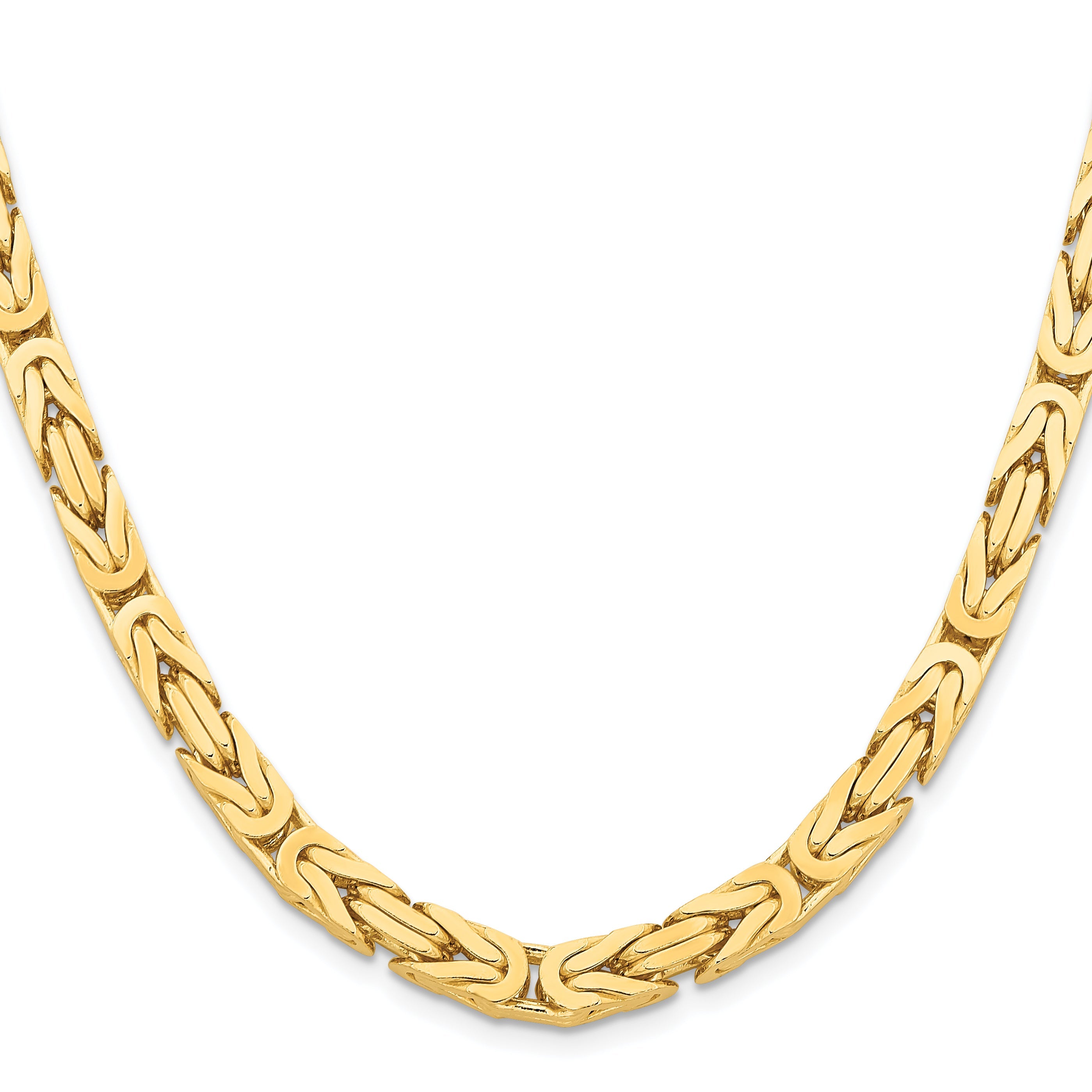 14K Yellow Gold 24 Inch 6.5mm Byzantine With Lobster Clasp Chain Necklace