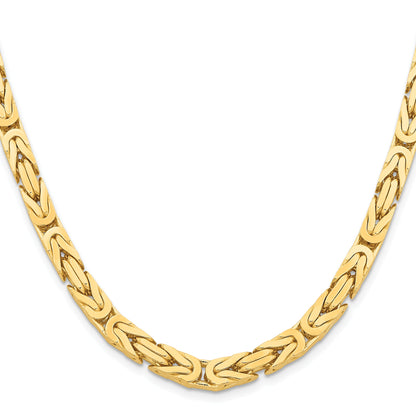 14K Yellow Gold 24 Inch 6.5mm Byzantine With Lobster Clasp Chain Necklace