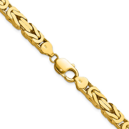 14K Yellow Gold 24 Inch 6.5mm Byzantine With Lobster Clasp Chain Necklace