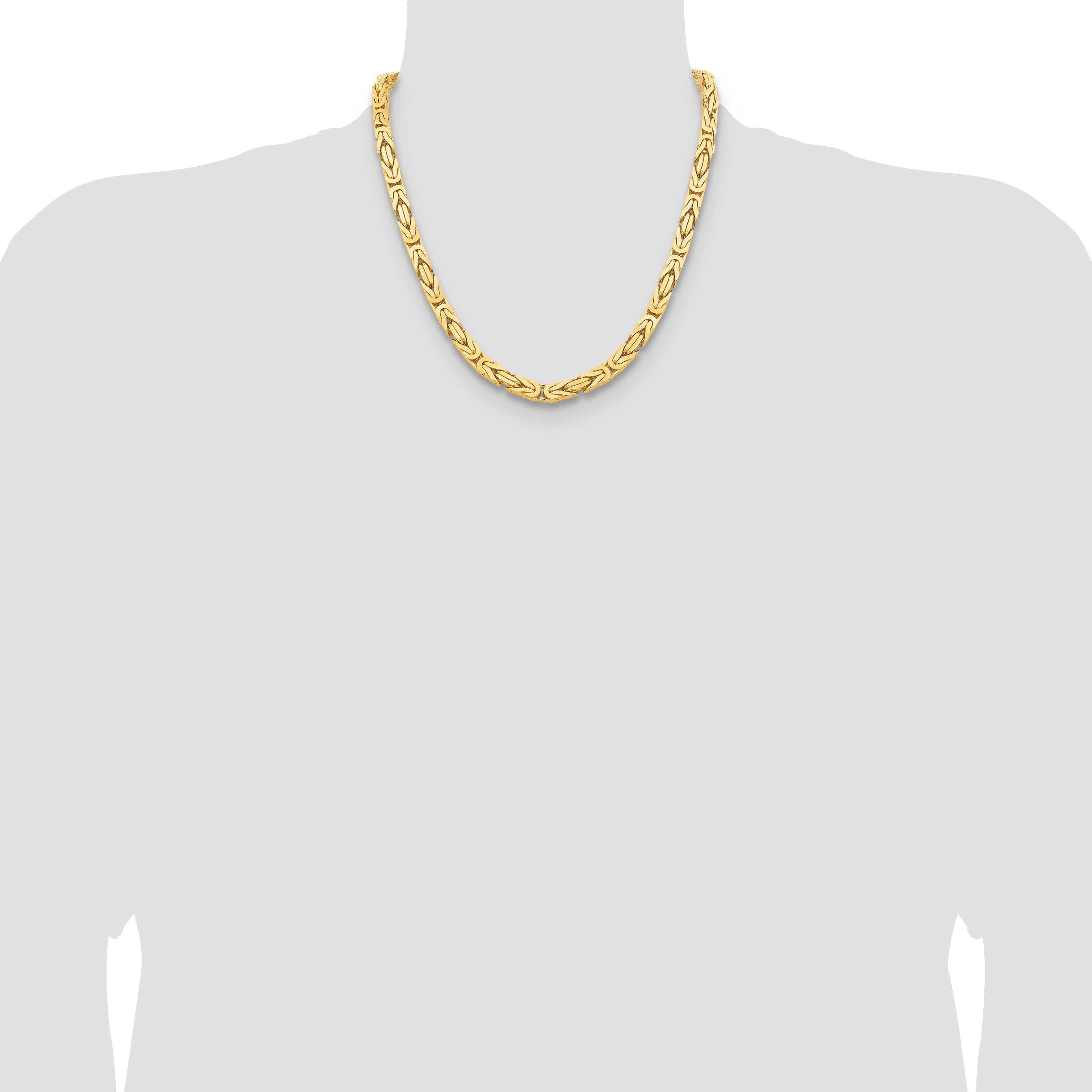 14K Yellow Gold 20 Inch 6.5mm Byzantine With Lobster Clasp Chain Necklace