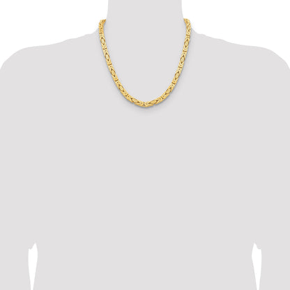 14K Yellow Gold 20 Inch 6.5mm Byzantine With Lobster Clasp Chain Necklace