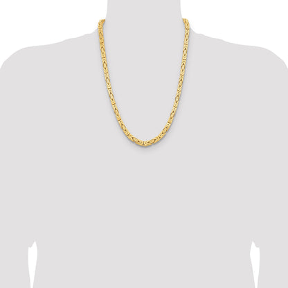 14K Yellow Gold 24 Inch 6.5mm Byzantine With Lobster Clasp Chain Necklace