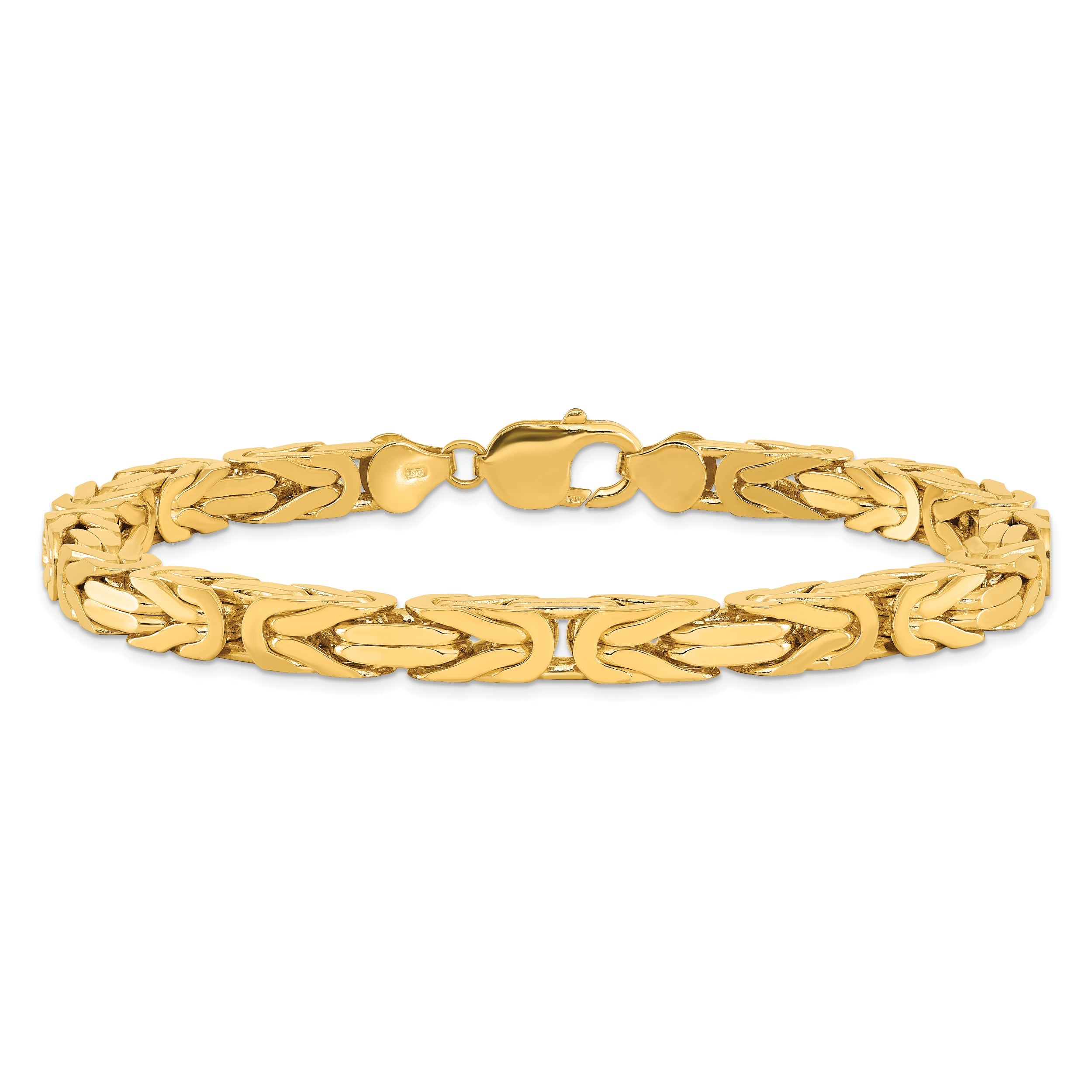 14K Yellow Gold 9 Inch 6.5mm Byzantine With Lobster Clasp Chain Bracelet
