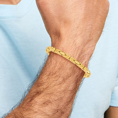 14K Yellow Gold 9 Inch 6.5mm Byzantine With Lobster Clasp Chain Bracelet