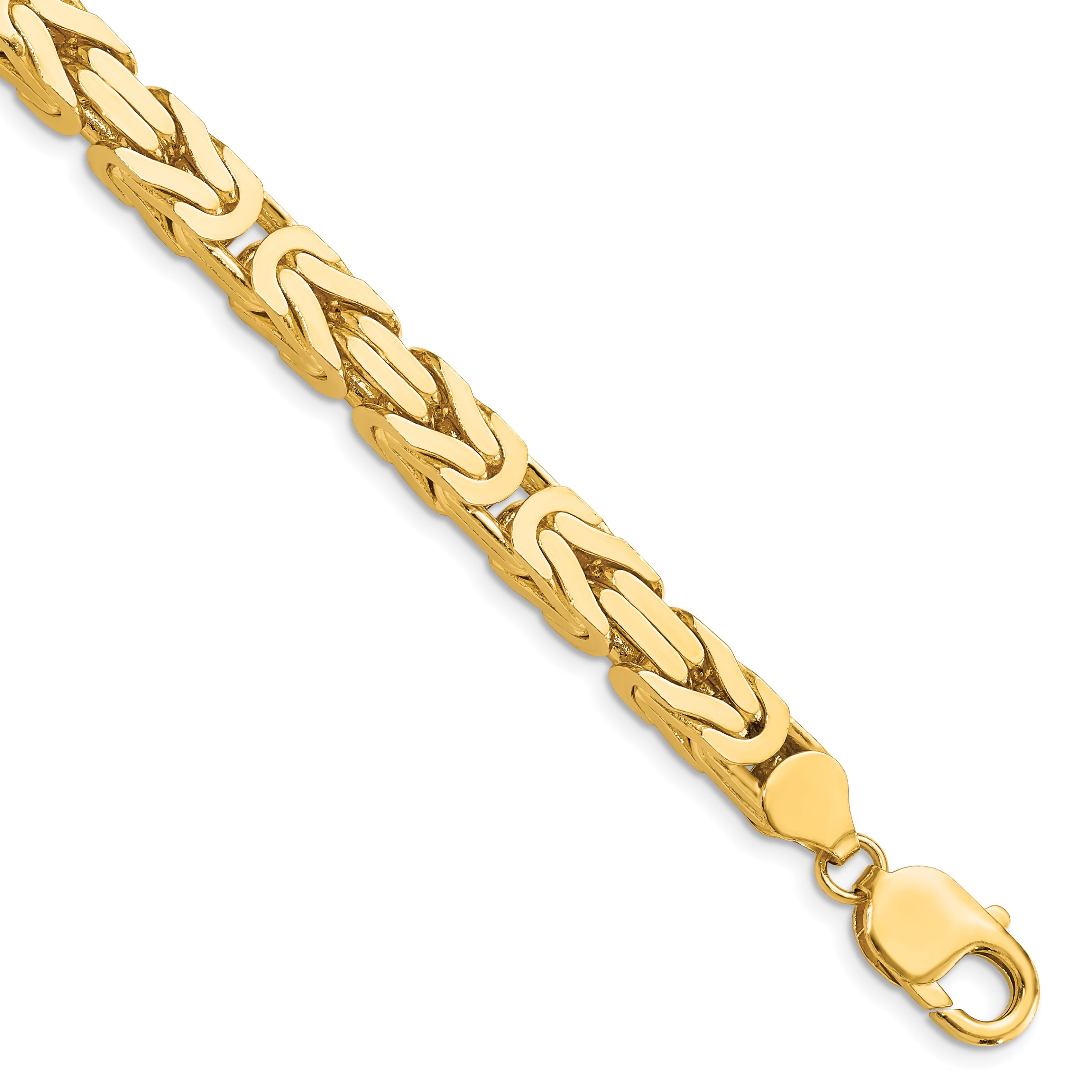 14K Yellow Gold 9 Inch 6.5mm Byzantine With Lobster Clasp Chain Bracelet