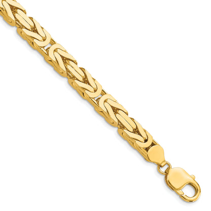 14K Yellow Gold 9 Inch 6.5mm Byzantine With Lobster Clasp Chain Bracelet