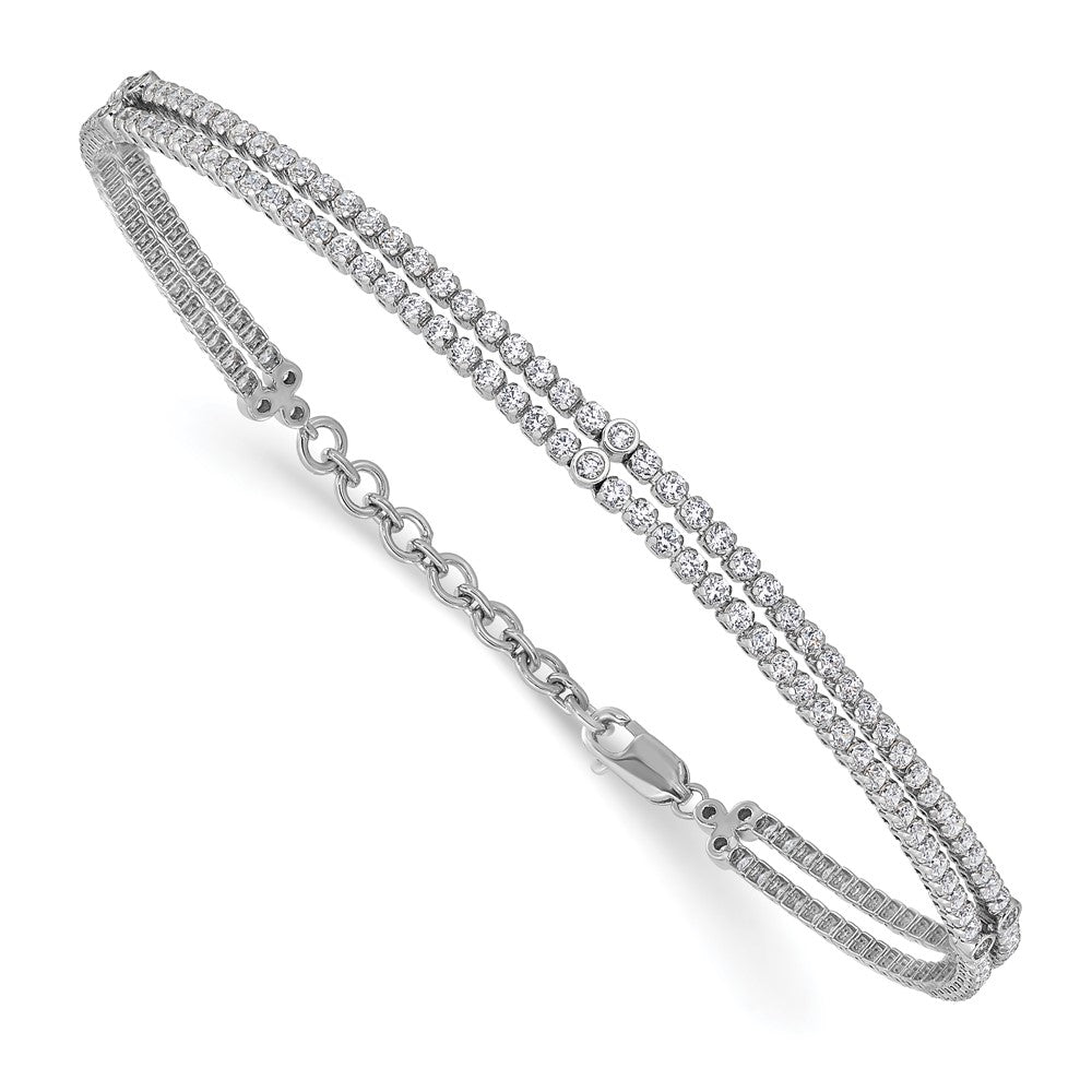 14k White Gold 2 3/4 Ct. Lab Grown Diamond VS/SI+ G+ Double Strand 7.25 inch with 1 inch extention Bracelet