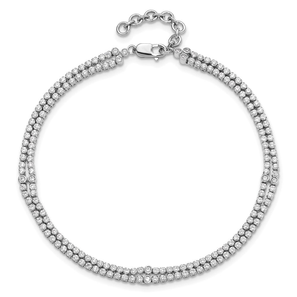 14k White Gold 2 3/4 Ct. Lab Grown Diamond VS/SI+ G+ Double Strand 7.25 inch with 1 inch extention Bracelet
