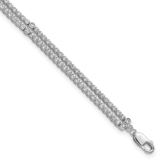 14k White Gold 2 3/4 Ct. Lab Grown Diamond VS/SI+ G+ Double Strand 7.25 inch with 1 inch extention Bracelet