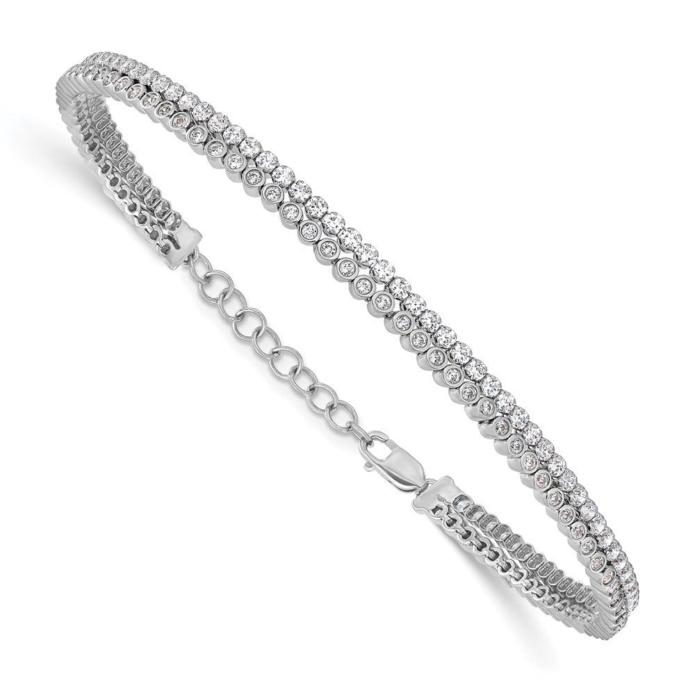 14k White Gold 2 7/8 Ct. Lab Grown Diamond VS/SI+ G+ Double Strand 7 inch with 1 inch extention Bracelet
