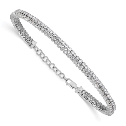 14K White Gold True Origin 2 7/8 Carat Lab Grown Diamond Vs+ F+ Double Row 7 Inch Bracelet With A 1 Extension