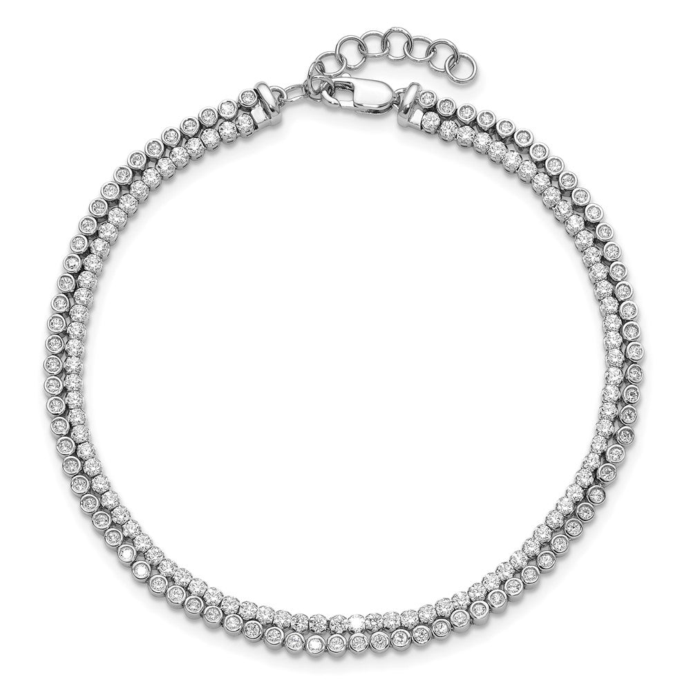 14k White Gold 2 7/8 Ct. Lab Grown Diamond VS/SI+ G+ Double Strand 7 inch with 1 inch extention Bracelet