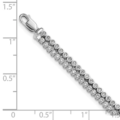 14K White Gold True Origin 2 7/8 Carat Lab Grown Diamond Vs+ F+ Double Row 7 Inch Bracelet With A 1 Extension