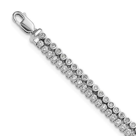 14K White Gold True Origin 2 7/8 Carat Lab Grown Diamond Vs+ F+ Double Row 7 Inch Bracelet With A 1 Extension
