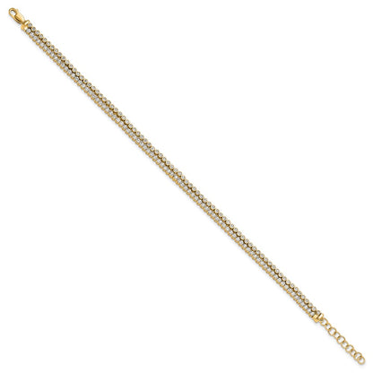 14K Yellow Gold True Origin 2 7/8 Carat Lab Grown Diamond Vs+ F+ Double Row 7 Inch Bracelet With A 1 Extension