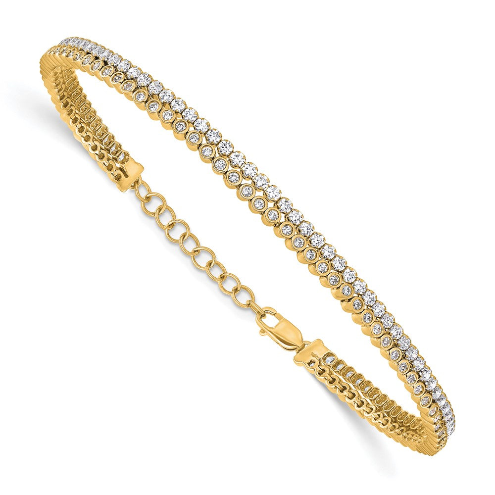 14K Yellow Gold True Origin 2 7/8 Carat Lab Grown Diamond Vs+ F+ Double Row 7 Inch Bracelet With A 1 Extension