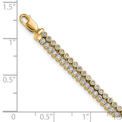 14K Yellow Gold True Origin 2 7/8 Carat Lab Grown Diamond Vs+ F+ Double Row 7 Inch Bracelet With A 1 Extension