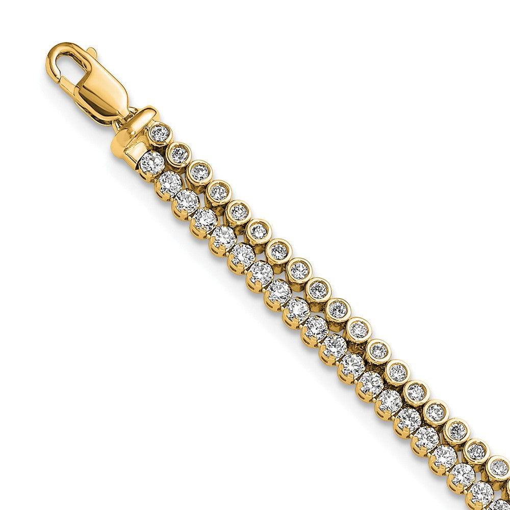 14K Yellow Gold True Origin 2 7/8 Carat Lab Grown Diamond Vs+ F+ Double Row 7 Inch Bracelet With A 1 Extension