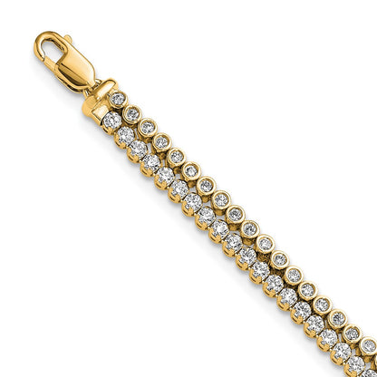 14K Yellow Gold True Origin 2 7/8 Carat Lab Grown Diamond Vs+ F+ Double Row 7 Inch Bracelet With A 1 Extension